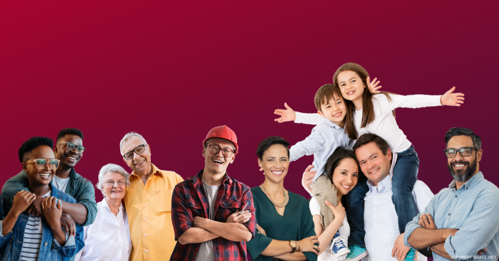 Collage with people on different ages, and different professions.