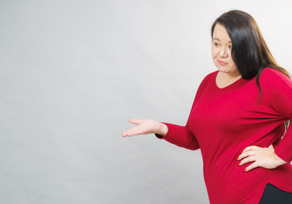 A woman with a questioning pose.