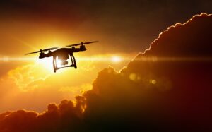 Drone Flying above the clouds