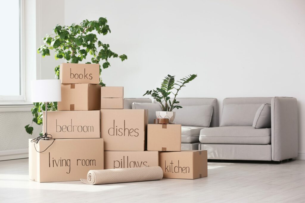 Essential Packing Tips For Your House Move In Swansea, Sketty and Mumbles. Cardboard boxes in a new home for rent in Sketty. 