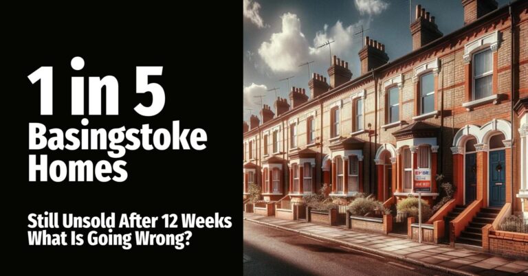 Row of Basingstoke terraced homes highlighting unsold properties after 12 weeks on the market