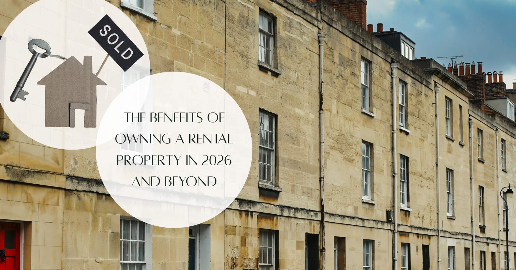 Row of residential rental properties with sold sign illustrating property investment benefits in 2026