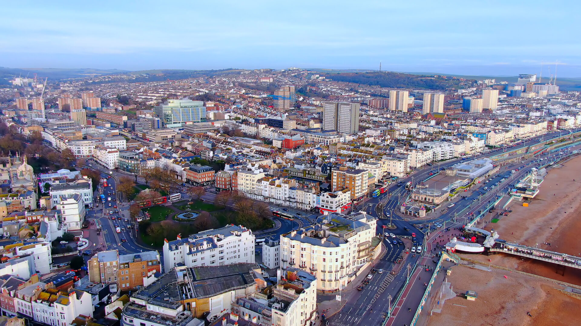 Aerial view of Brighton and Hove showing residential areas popular for BN1 and BN3 school catchments