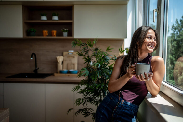 Tenant enjoying a bright modern rental home in the Chelmsford area